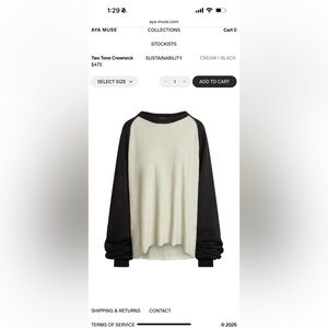 Aya Muse Cream and Black Two Tone Crewneck